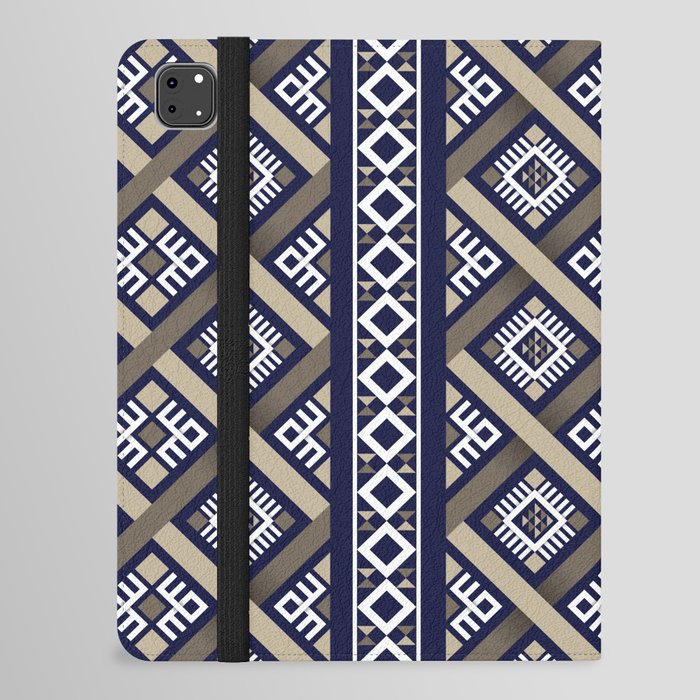 Ethnic Abstract Pattern - Gray Black iPad Folio Case