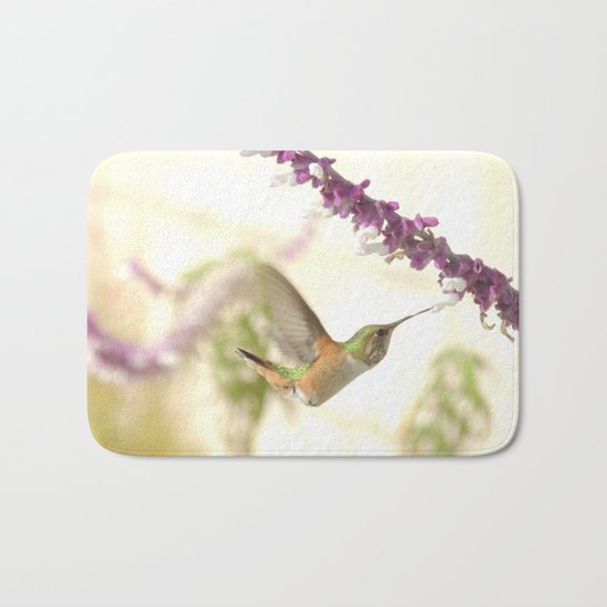 Ms. Hummingbird Checks Another Nectar Source Bath Mat