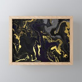 Black & Gold Grunge Moody Abstract  Framed Mini Art Print