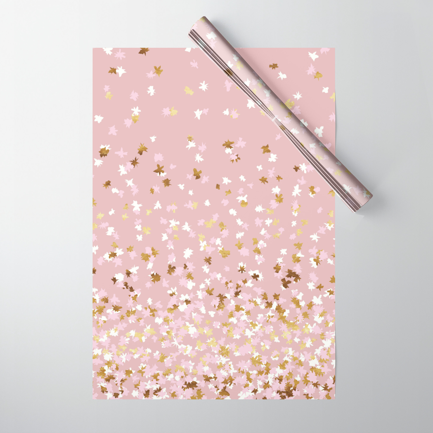 Floating Confetti - Pink Blush and Gold 
