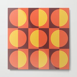 Retro Geometric Half Square and Circle Pattern 461 Metal Print