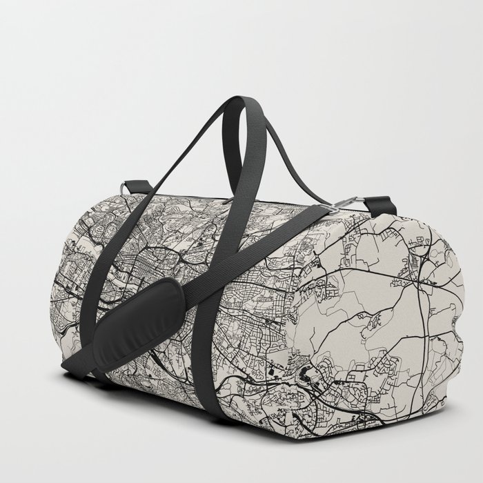 Glasgow, Scotland - Black and White Map Duffle Bag