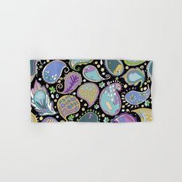 bubble gum paisley, black with bright colors Hand & Bath Towel