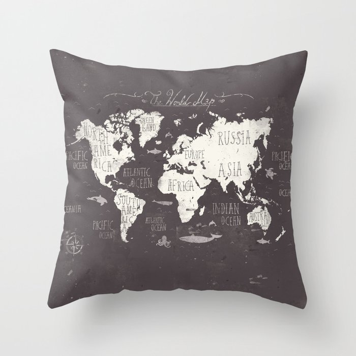 The World Map Throw Pillow