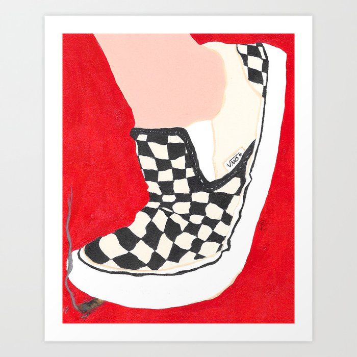 Slip on checkerboard Vans Illustration Art Print by ilariaburri