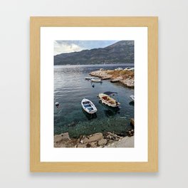 Boats in a bay, Korcula Framed Art Print