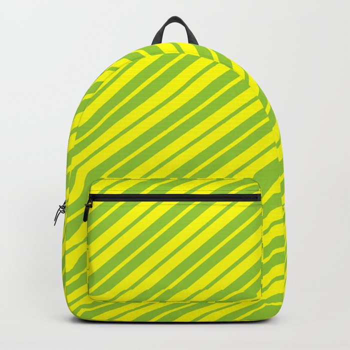Green and Yellow Colored Stripes/Lines Pattern Backpack