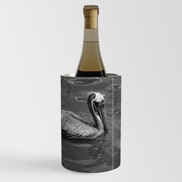 Brown Pelican B & W 0581 - Cedar Key, Florida Wine Chiller