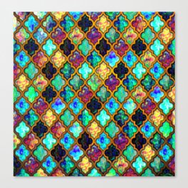 Moroccan tiles iridescent pattern golden mesh Canvas Print