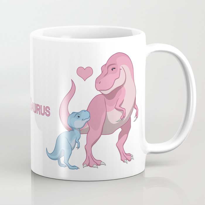 MamaSaurus T-Rex & Baby Boy Dinosaurs Coffee Mug by Crista S. Forest