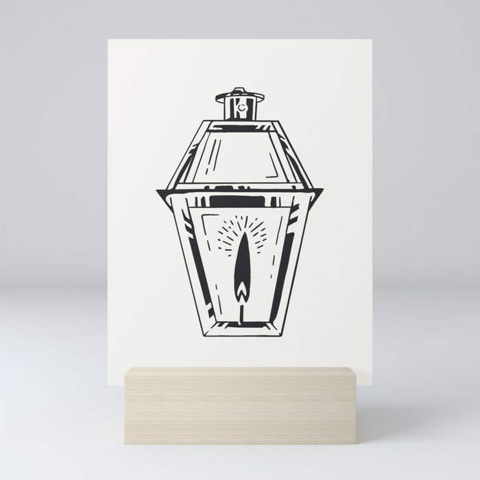Lantern Block Print Style Mini Art Print