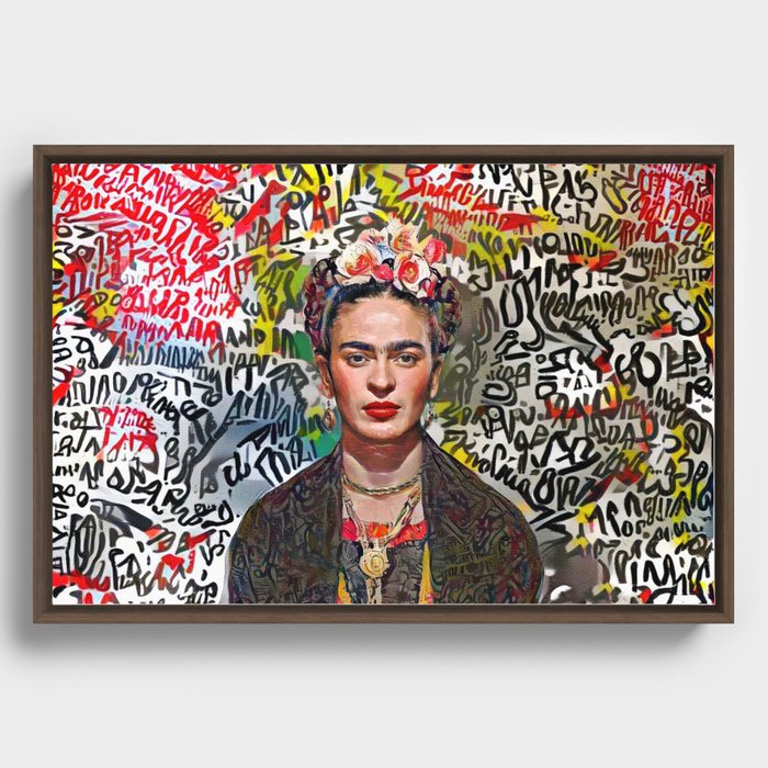 Graffitti Frida Framed Canvas