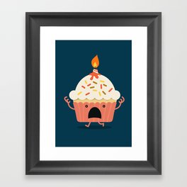 Cupcake on fire Framed Art Print