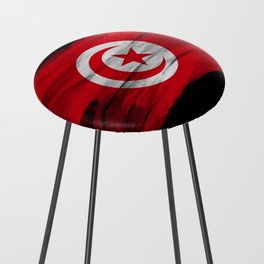 Tunisia flag brush stroke, national flag Counter Stool