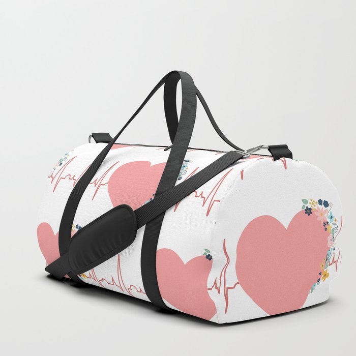 Flower ECG Hearts Duffle Bag