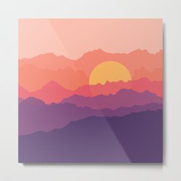 Minimal abstract sunset mountains III Metal Print | Colorblock, Landscapes, Mountain, Sunset, Tranquil, Mountains, Modern, Minimalsunset, Nature, Abstract 