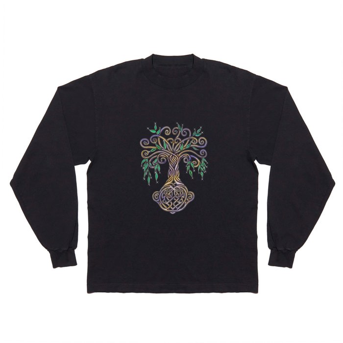 Celtic Tree of Life Nature Colored Long Sleeve T Shirt