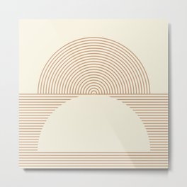 Geometric lines in Shades of Coffee and Latte 4 (Sunrise and Sunset) Metal Print
