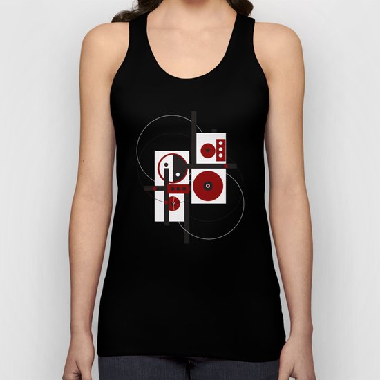 Geometric/Red-White-Black 2 Unisex Tank Top