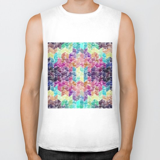 Crystal geometric Background Biker Tank