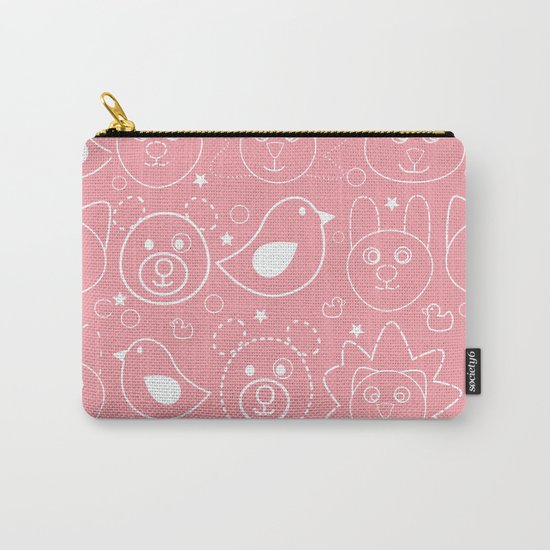 Baby Animals Coral Carry-All Pouch