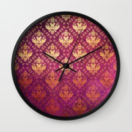 Antique Rose and Gold Pattern Print Wall Clock