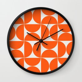 Mid-Century Modern Pattern No.27 - Off-White and Orange Wall Clock