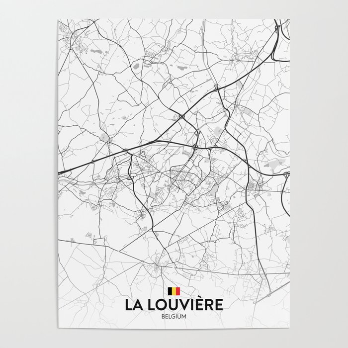 La Louviere, Belgium - Light City Map Poster