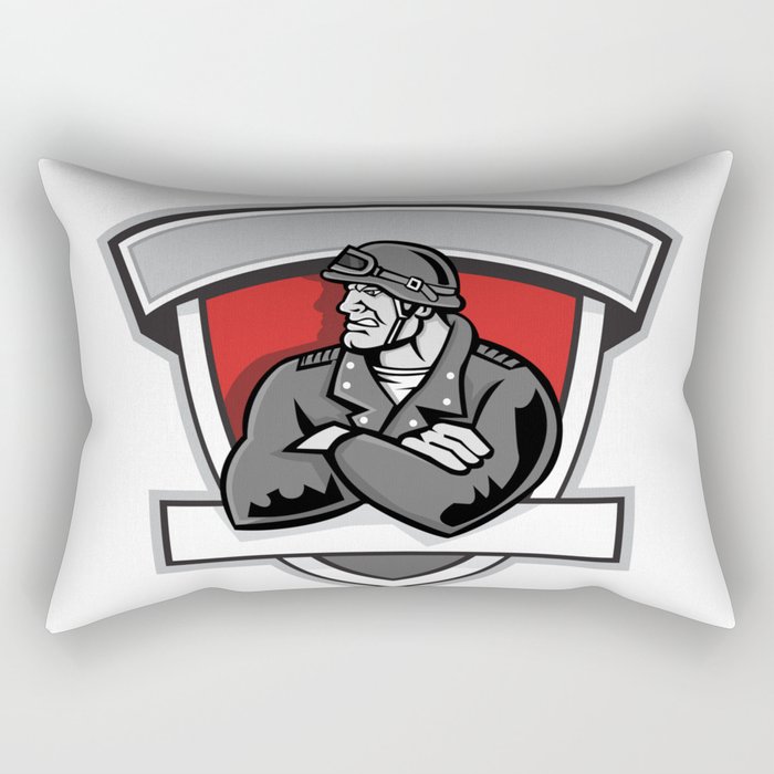 Angry Biker Arms Crossed Shield Rectangular Pillow