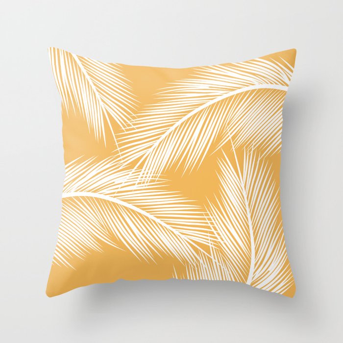 Palm leaves - yellow Throw Pillow