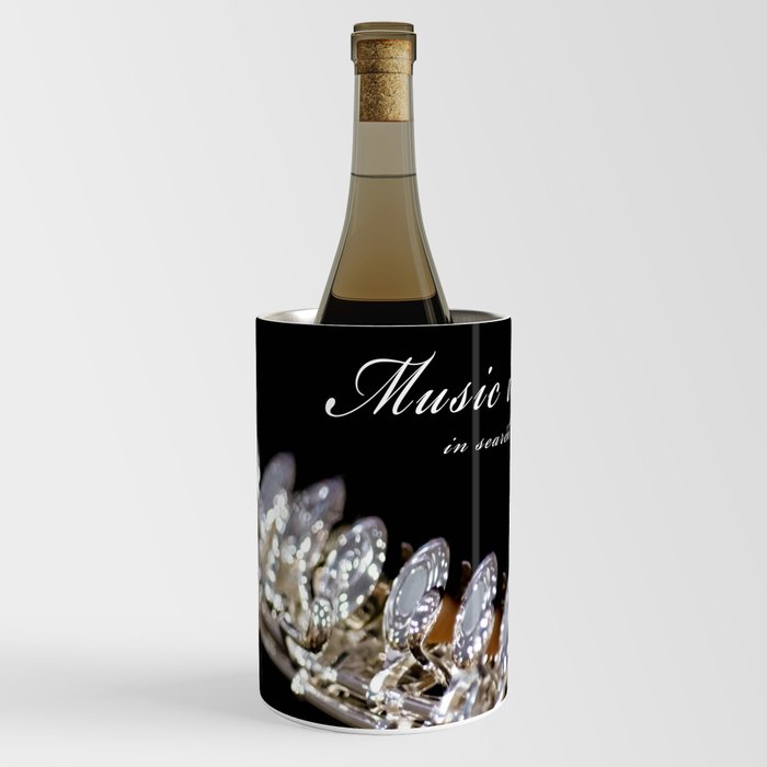 Music is Love Flute Portrait with Romantic Quote Wine Chiller