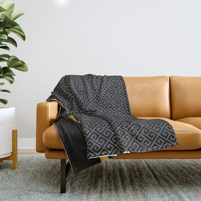 Gray and 2025 gold throw blanket
