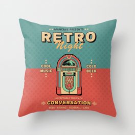 Mancave Presents - Retro Night Throw Pillow