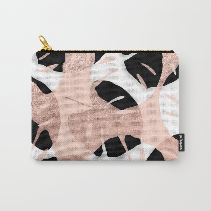 black and rose gold purse