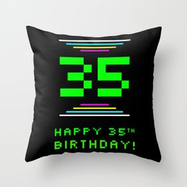 [ Thumbnail: 35th Birthday - Nerdy Geeky Pixelated 8-Bit Computing Graphics Inspired Look Throw Pillow ]
