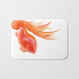 Goldfish , Gold Fish, Yellow Goldfish , watercolor painting by Suisai Genki Bath Mat