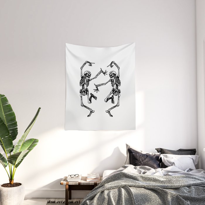 Duo Dancing Skeleton Wall Tapestry
