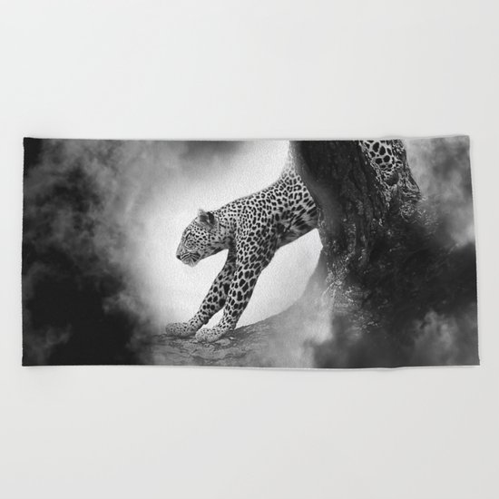 Leopard Night Hunt Beach Towel