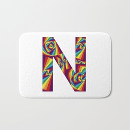 capital letter N with rainbow colors and spiral effect Bath Mat