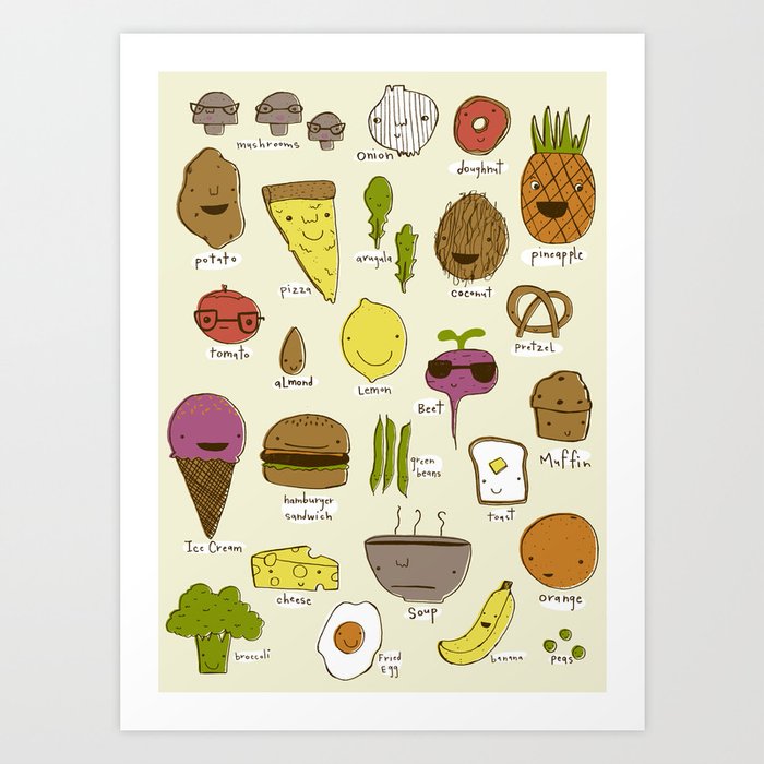 Food Friends Art Print