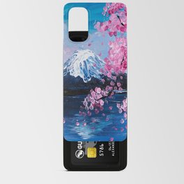 elegant japanese Fuji mountain spring lake sakura pink flowers cherry blossom  Android Card Case