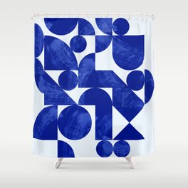 blue hues geometric Shower Curtain