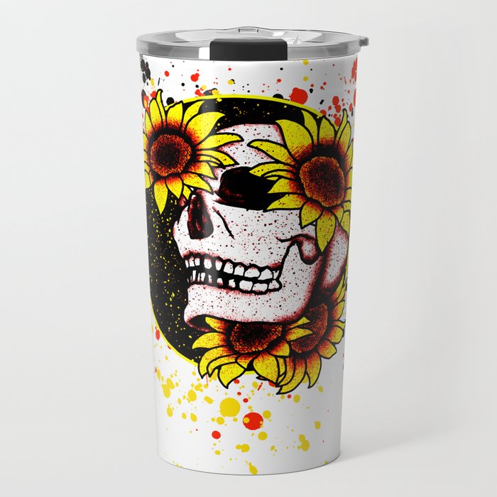 Sunflower Skull Travel Mug