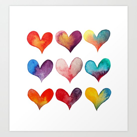 color of hearts Art Print