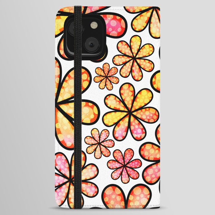 Doodle Daisy Flower Pattern 24 iPhone Wallet Case