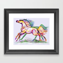 Crayon Bright Horses Framed Art Print