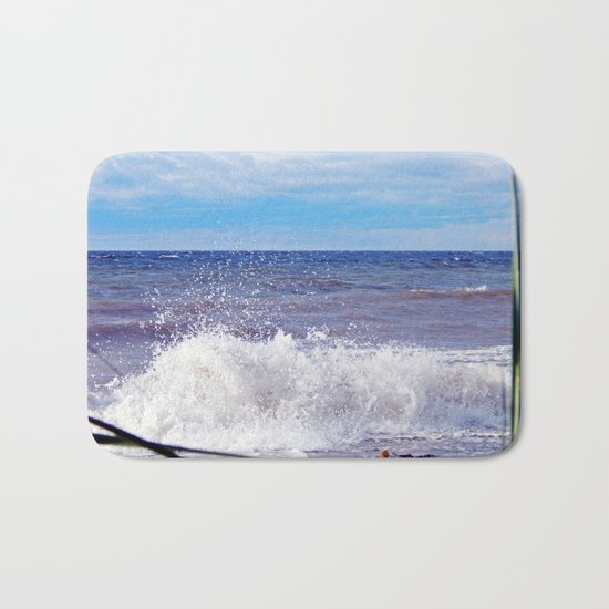 Wave Crashing onto the Beach Bath Mat