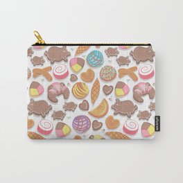 Mexican Sweet Bakery Frenzy // white background // pastel colors pan dulce Carry-All Pouch | Pandulce, Pastry, Conchas, Pattern, Polvorones, Digital, Foodillustration, Kawaii, Croissant, Churros 