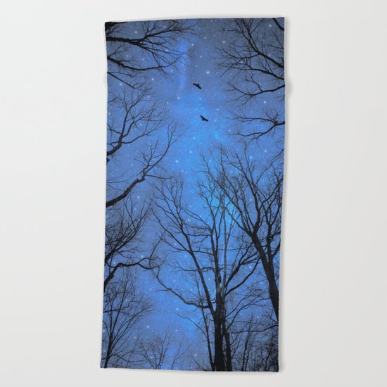 A Certain Darkness Is Needed (Night Trees Silhouette) Beach Towel