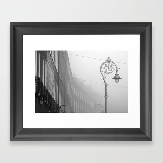 Dublin street lamp in the fog Framed Art Print